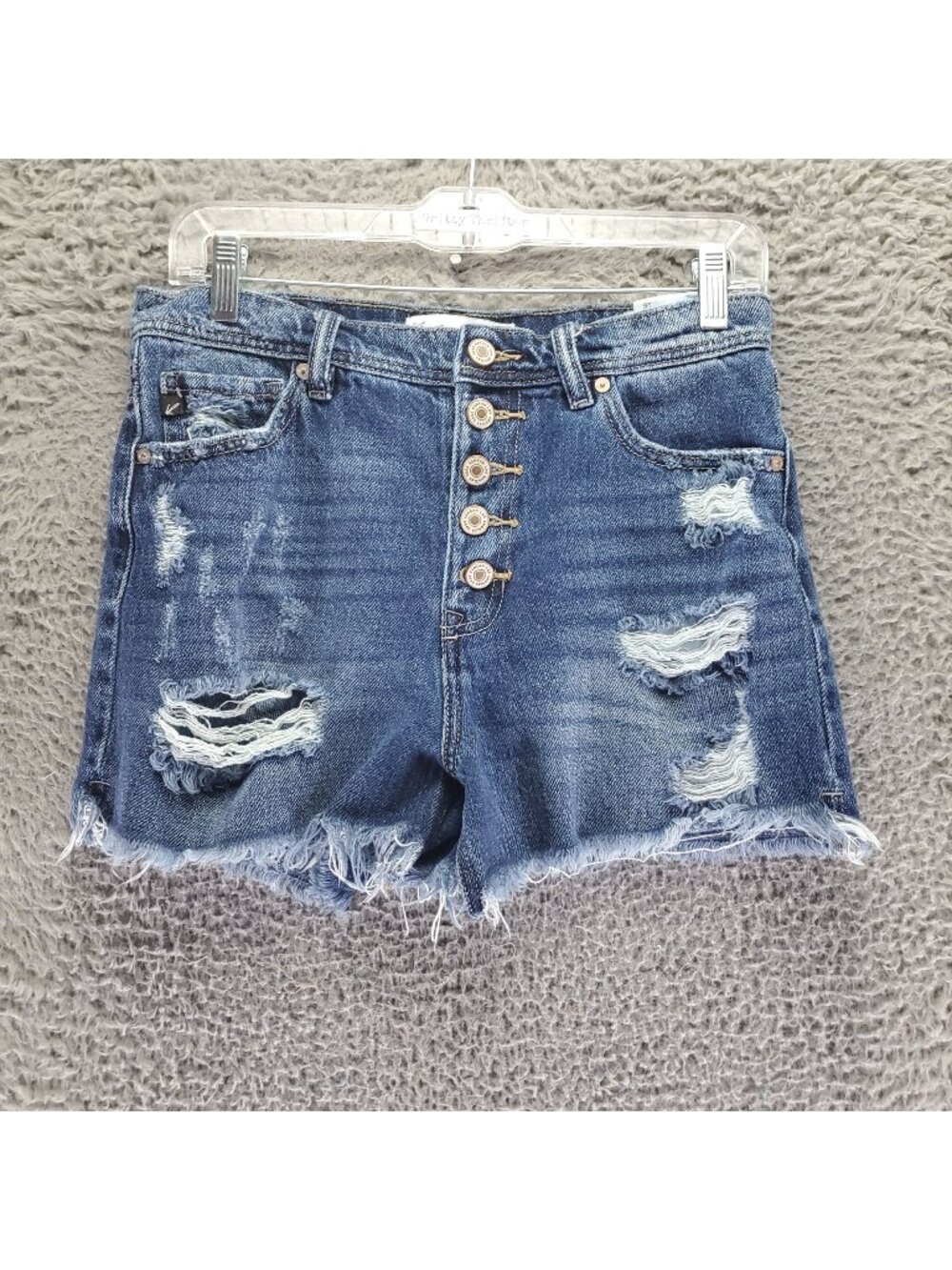 KanCan Shorts Womens 26 Blue Distressed Button-Fly Denim Cutoffs
